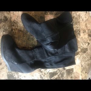 Faux Suede Wedge Boots